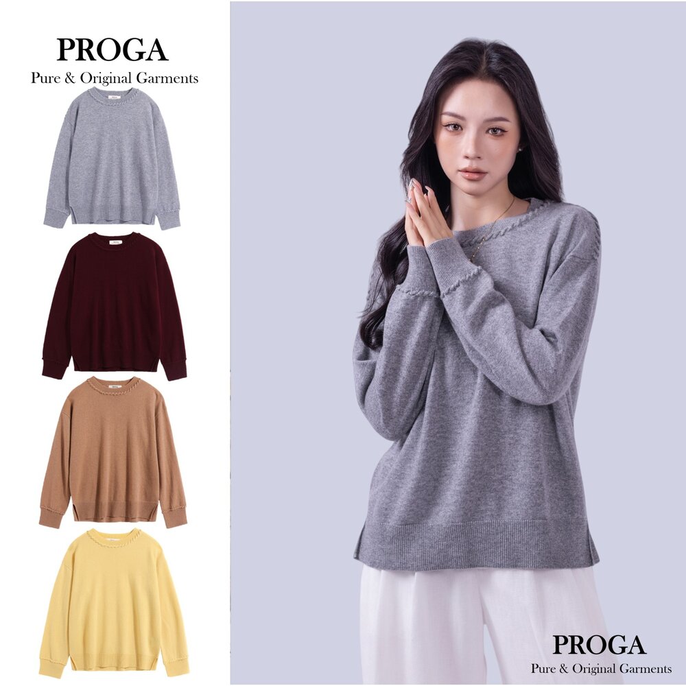 PG26006A-PG26006A 100%純Cashmere喀什米爾 圓領針織長袖毛衣女 麻花邊 標準款(4色) 柔軟親膚 奢華享受