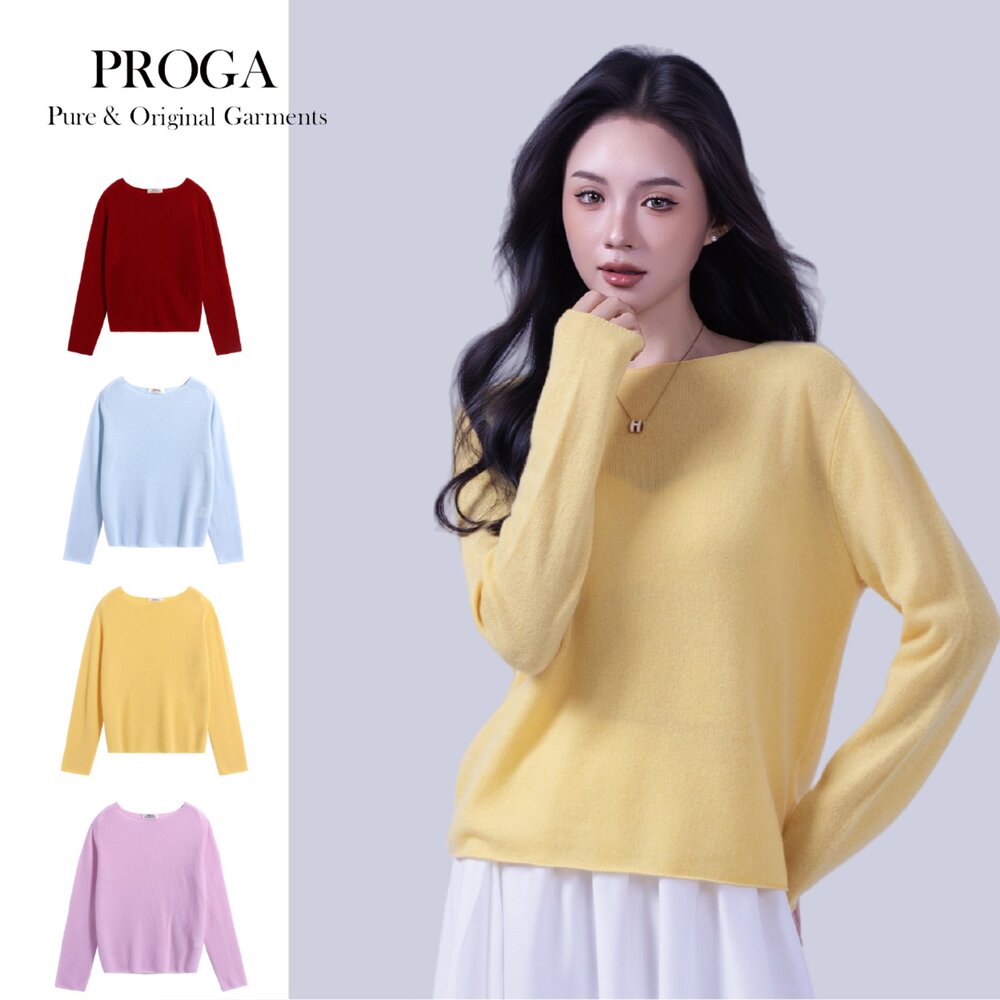 PG26007A-PG26007A 100%純Cashmere喀什米爾 船領針織長袖毛衣女 標準款(4色)極致保暖 柔軟親膚 奢華享受