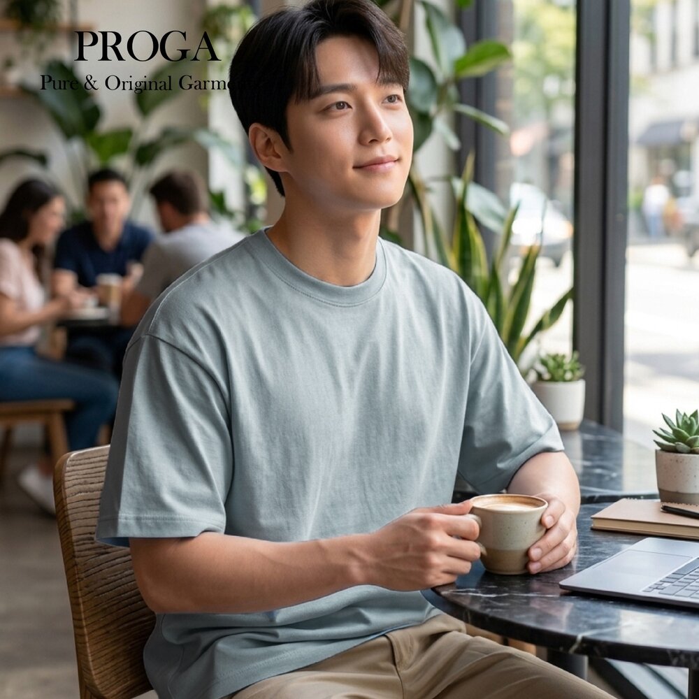 PG26064J 100%液氨絲光長絨棉 50支200g圓領短袖T恤男上衣 現貨(6色) 4.5級抗起球 挺拔防透-圖片-1