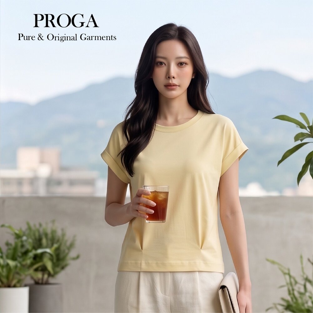 純棉 100%液氨絲光長絨棉 80支150g落肩無袖T恤女 現貨(5色)腹部打褶收腰 遮副乳顯瘦背心T PG26070J-圖片-1