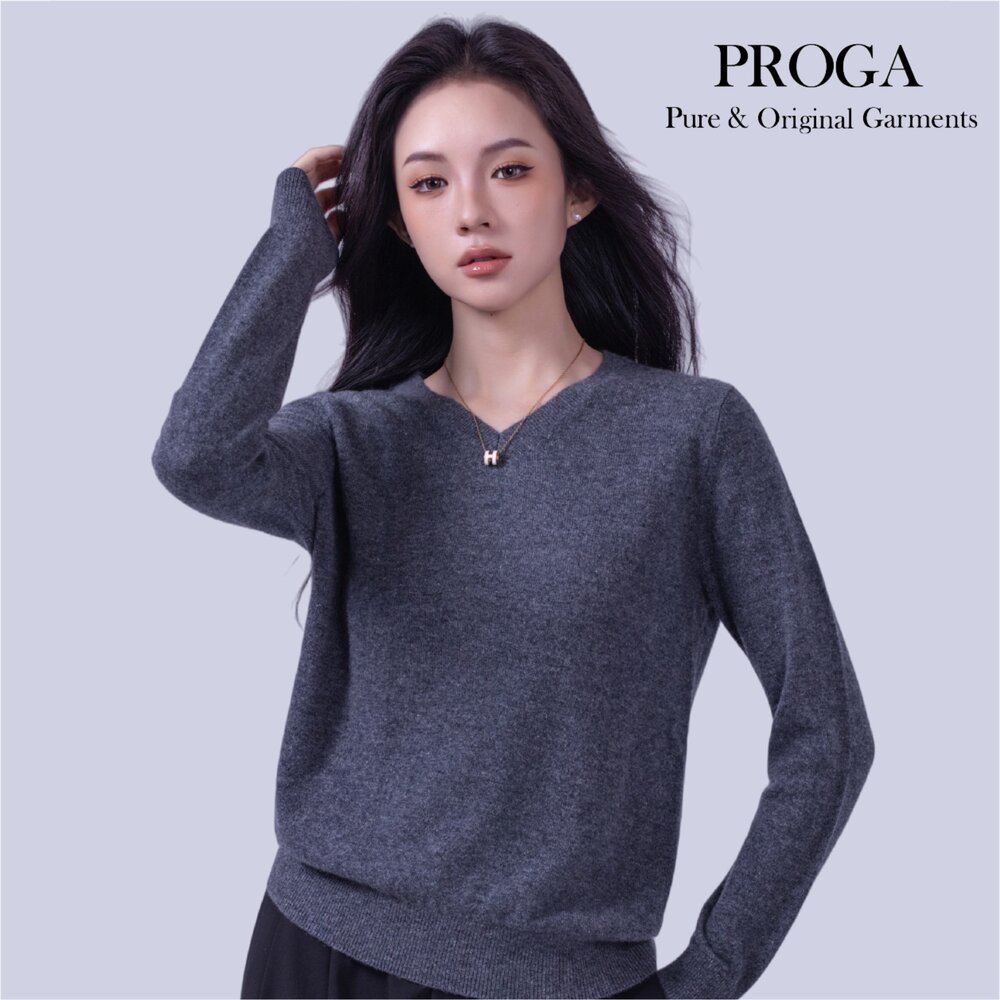 PRG25022 100%純Cashmere喀什米爾羊絨 V領針織長袖毛衣女 標準款(8色) 柔軟親膚 頂級奢華享受-圖片-1