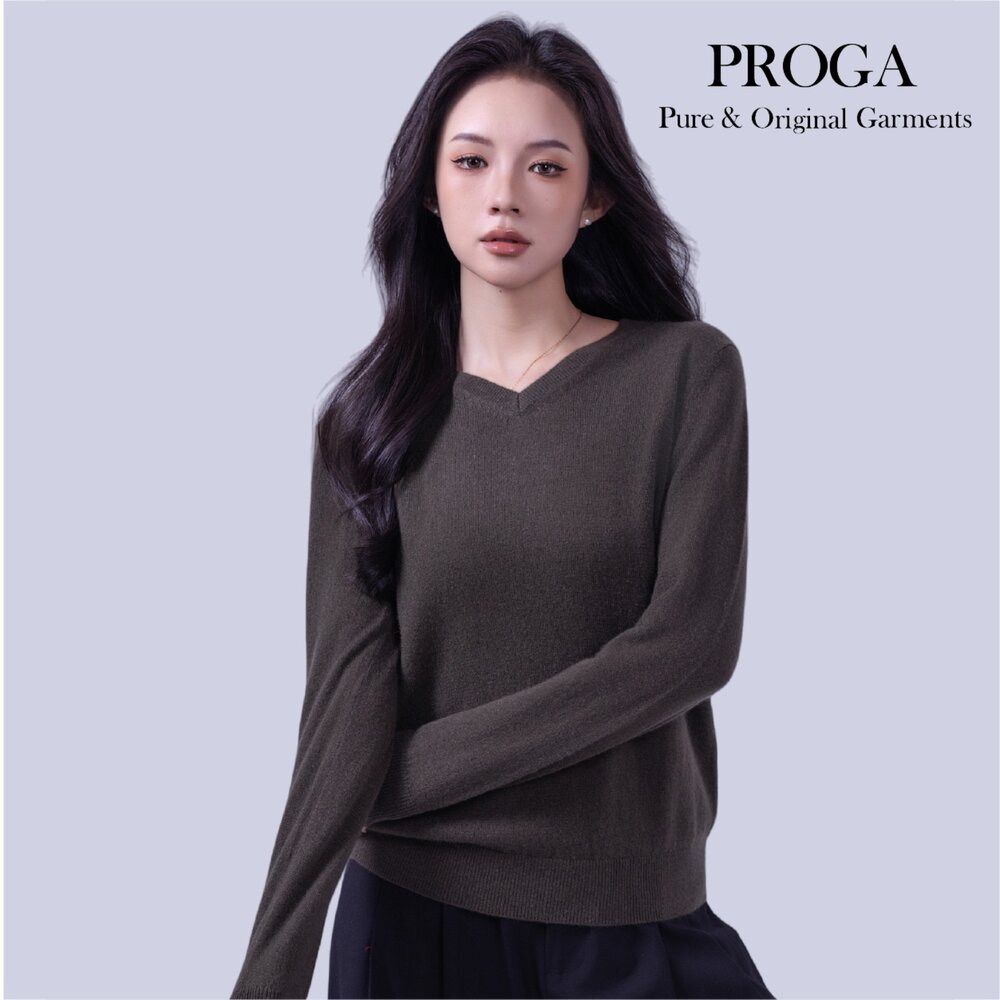 PRG25022 100%純Cashmere喀什米爾羊絨 V領針織長袖毛衣女 標準款(8色) 柔軟親膚 頂級奢華享受-圖片-2