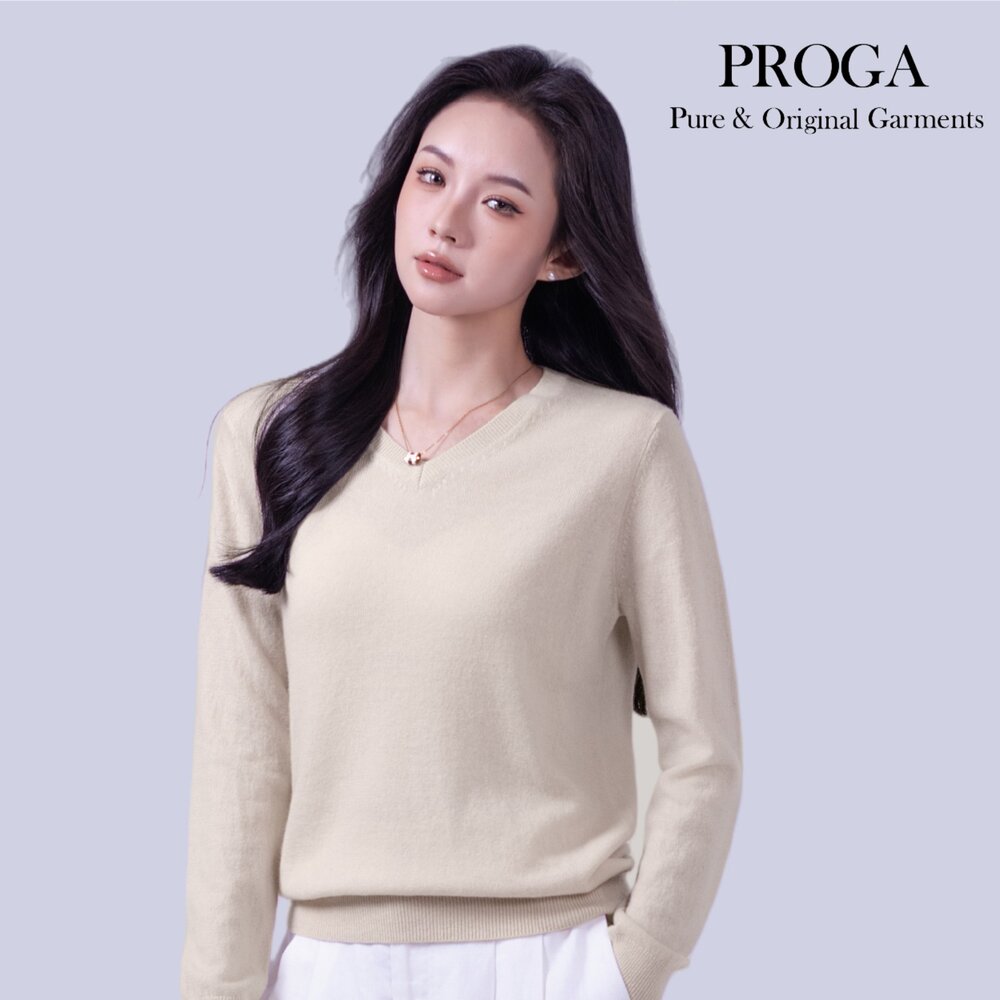 PRG25022 100%純Cashmere喀什米爾羊絨 V領針織長袖毛衣女 標準款(8色) 柔軟親膚 頂級奢華享受-圖片-3