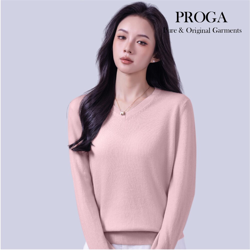 PRG25022 100%純Cashmere喀什米爾羊絨 V領針織長袖毛衣女 標準款(8色) 柔軟親膚 頂級奢華享受-圖片-4