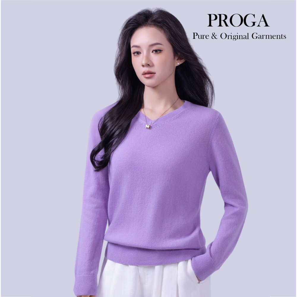 PRG25022 100%純Cashmere喀什米爾羊絨 V領針織長袖毛衣女 標準款(8色) 柔軟親膚 頂級奢華享受-圖片-6