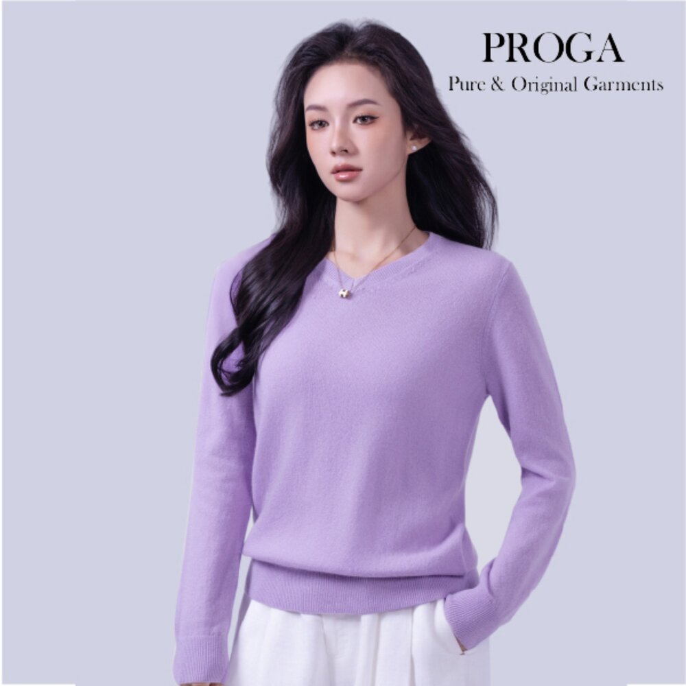 PRG25022 100%純Cashmere喀什米爾羊絨 V領針織長袖毛衣女 標準款(8色) 柔軟親膚 頂級奢華享受-圖片-6