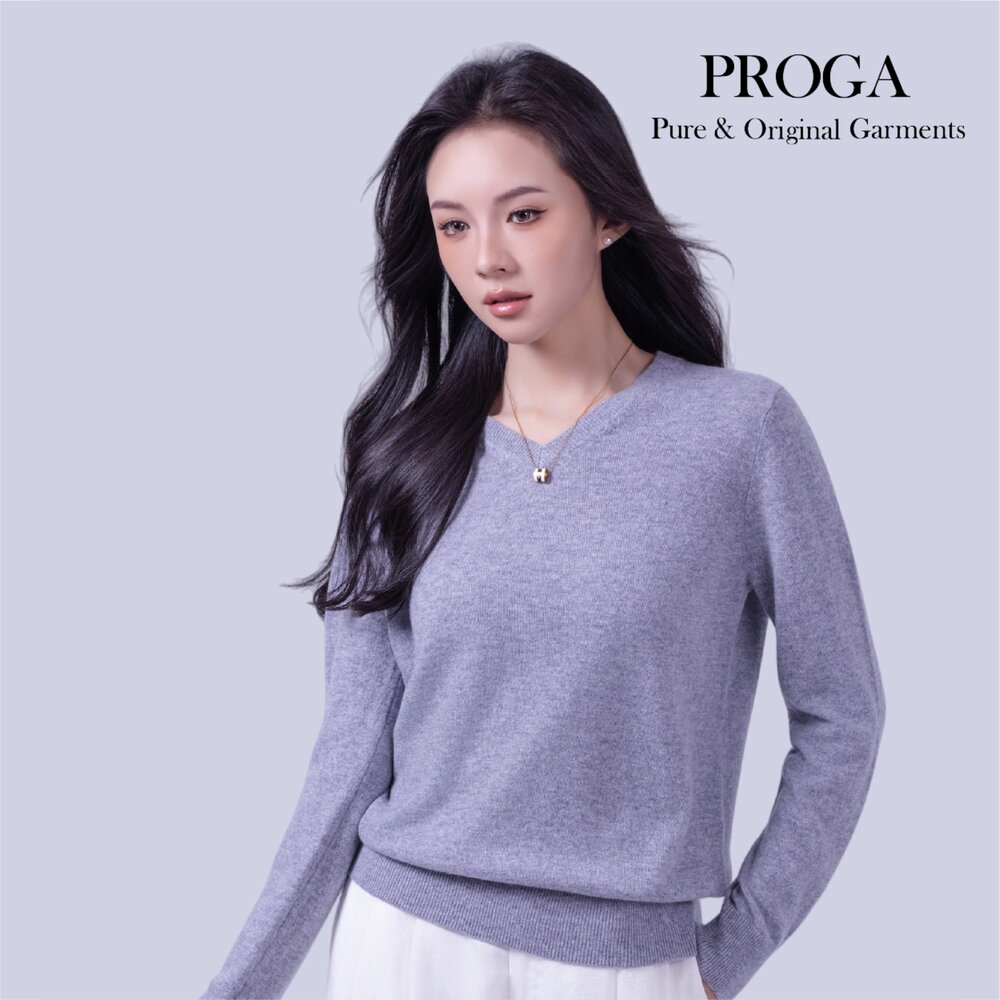 PRG25022 100%純Cashmere喀什米爾羊絨 V領針織長袖毛衣女 標準款(8色) 柔軟親膚 頂級奢華享受-圖片-7