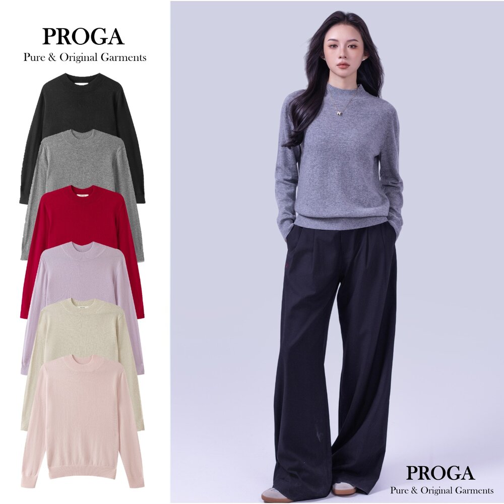 PRG25024 - PRG25024 100%純Cashmere喀什米爾羊絨 小立領針織長袖毛衣女 標準款(6色) 柔軟親膚 頂級奢華享受