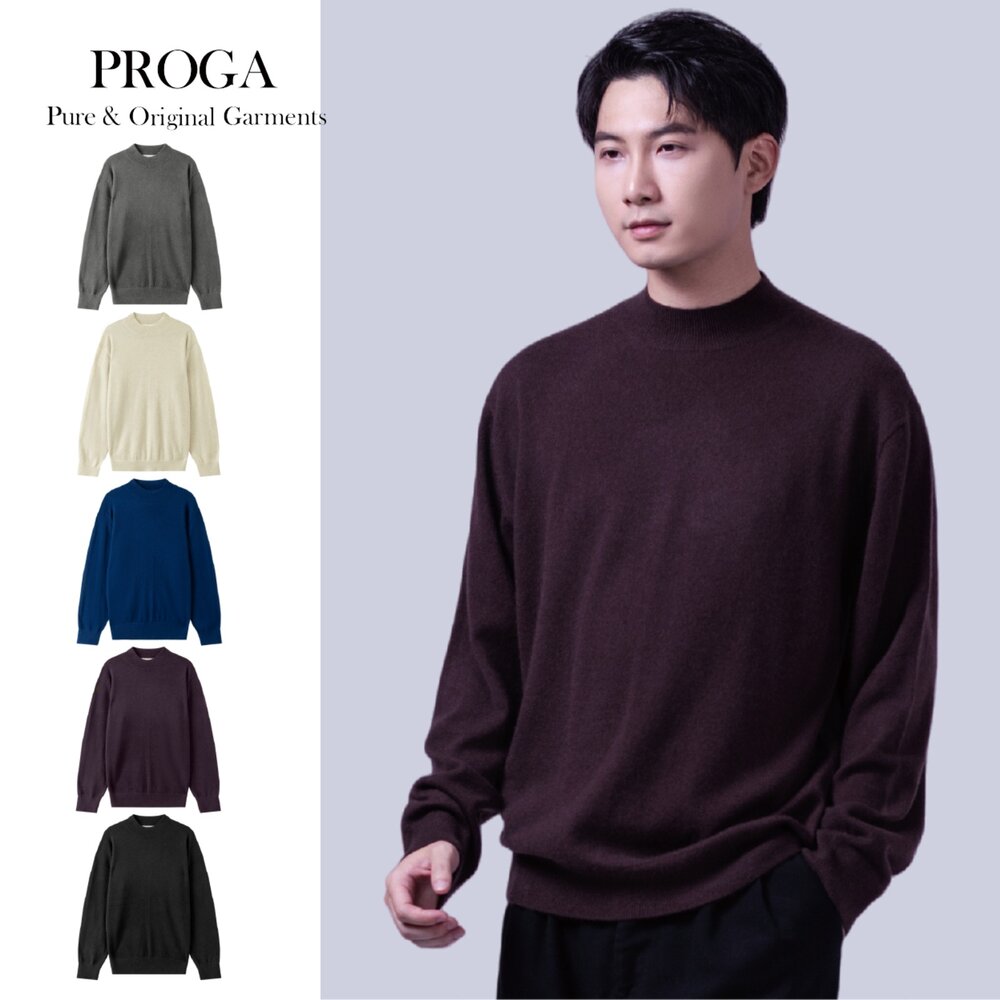 PRG25031-PRG25031 100%純Cashmere喀什米爾羊絨 小立領針織長袖毛衣男 標準款(6色) 柔軟親膚 頂級奢華享受