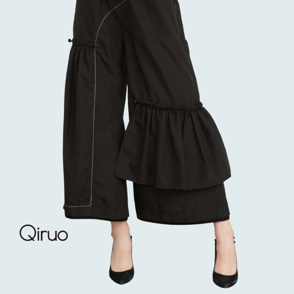 02361211C02-春秋專櫃黑色長褲1211C層次造型褲