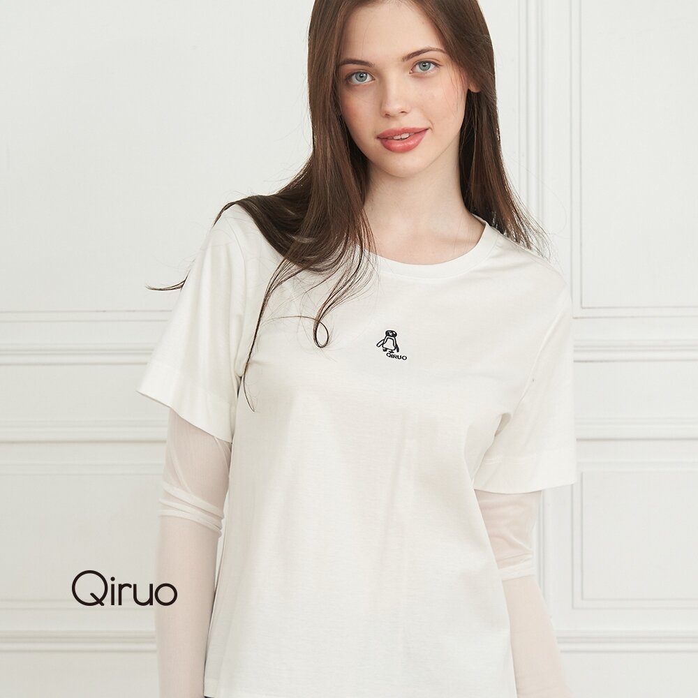 02362009A01-專櫃白色假兩件上衣2009A-01網紗袖子