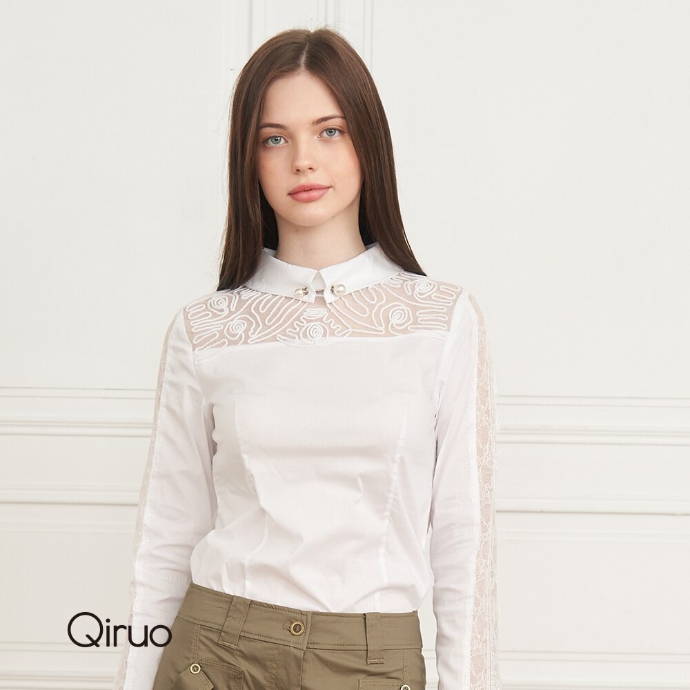秋冬專櫃白色襯衫8529A 小立領蕾絲 封面照片