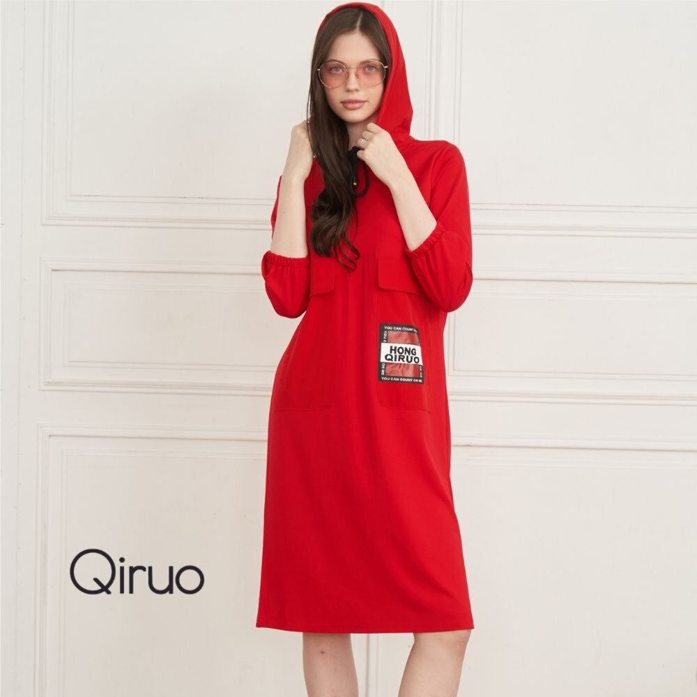 02372263F10 - 秋冬專櫃紅色洋裝2263F 連帽長洋裝