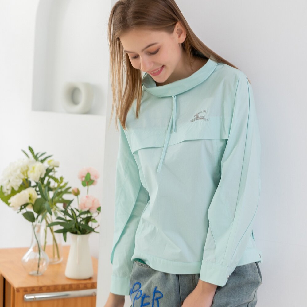 02372266A70-秋冬專櫃粉綠上衣2266A 立領襯衫薄長袖