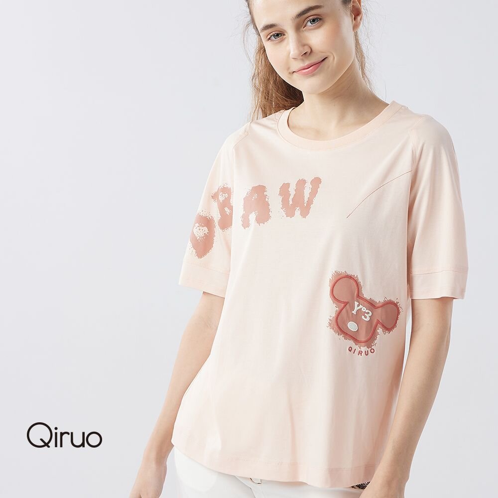 春夏專櫃粉色上衣3009A 英文熊熊設計款 封面照片