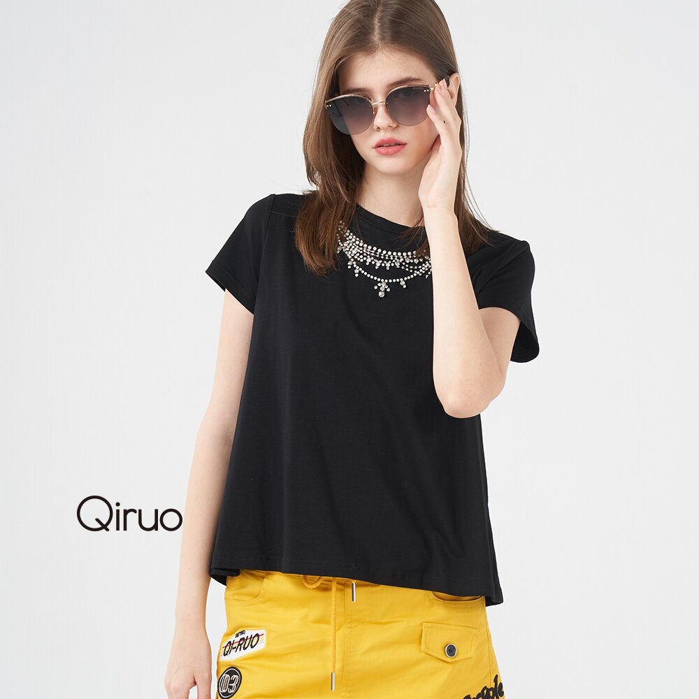 春夏專櫃黑色水鑽上衣8896A 小傘狀造型衫 封面照片