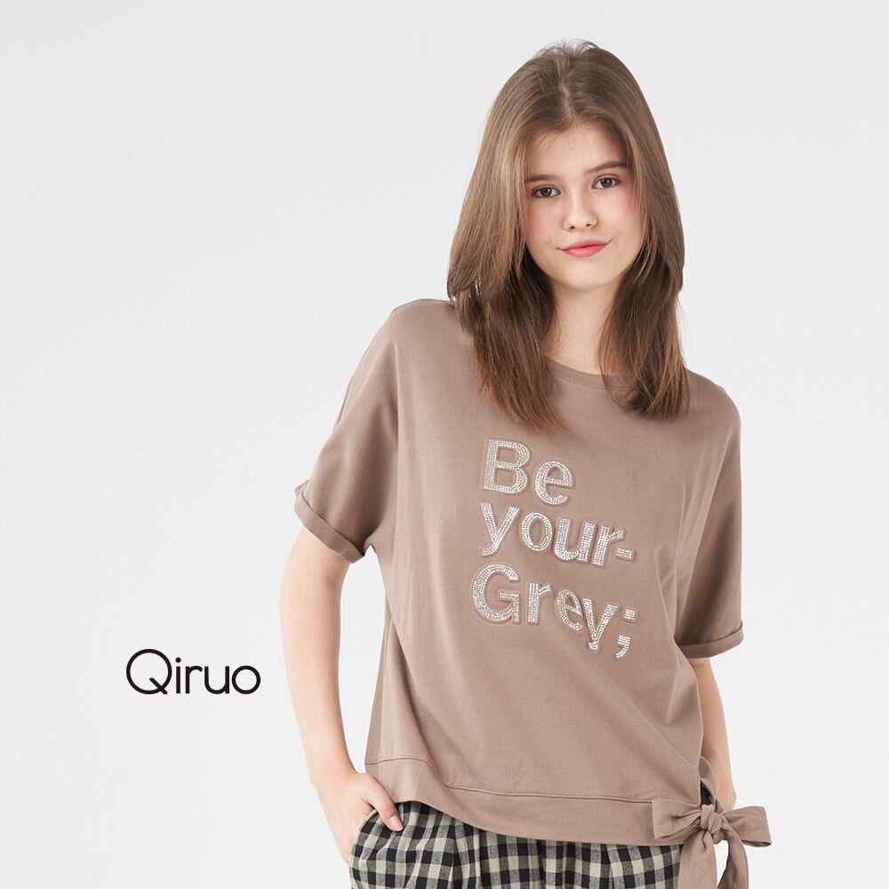 12381298A80-春夏專櫃咖啡色上衣1298A-80 水鑽+蝴蝶結