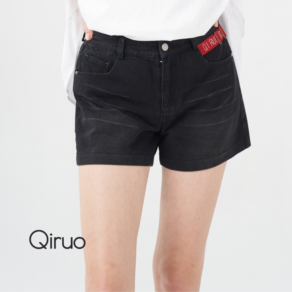 12383004C02-春夏專櫃黑色短褲3004C 精品休閒短褲