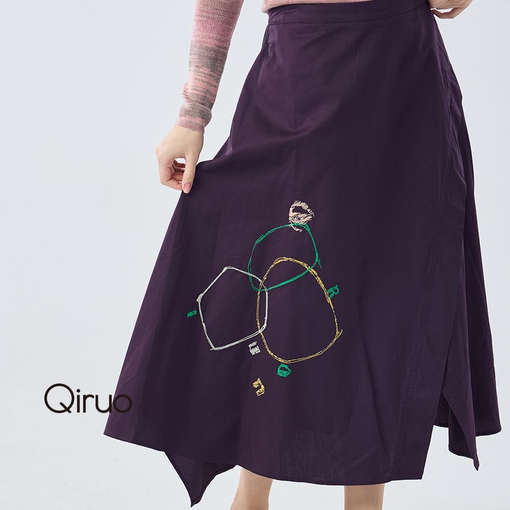 春夏專櫃紫色長裙4124B 拼接時尚線圖 封面照片