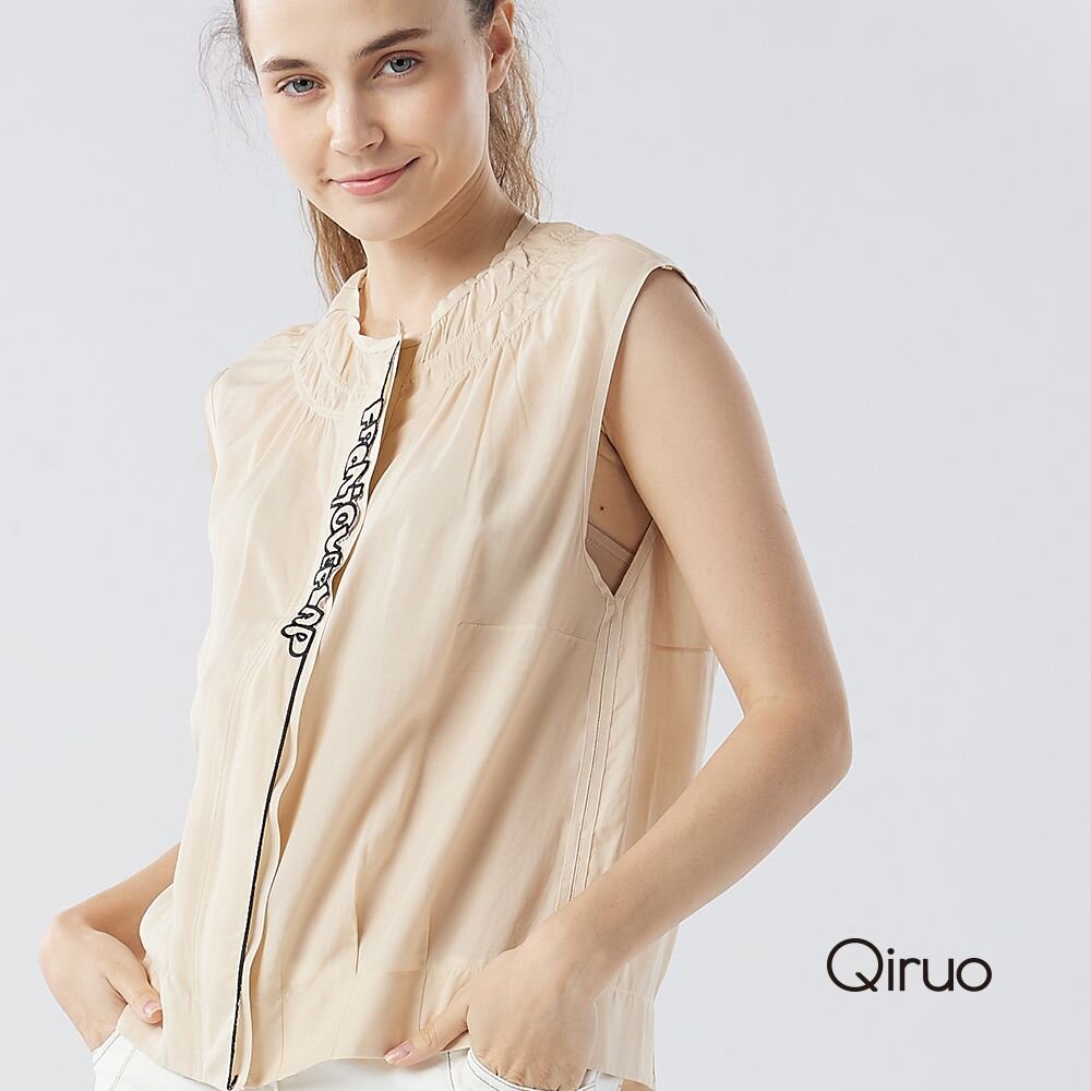 春夏專櫃米卡色無背心上衣8001D 小荷葉 繡紋設計 封面照片