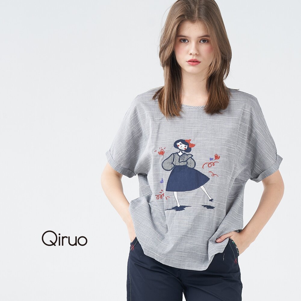 春夏專櫃細條紋上衣8221A 刺繡娃娃女裝 封面照片