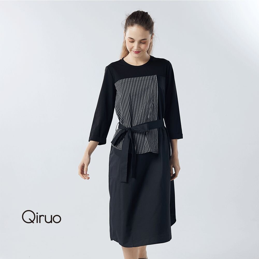 秋冬專櫃黑色洋裝2097F 雙布料兩件式設計 封面照片