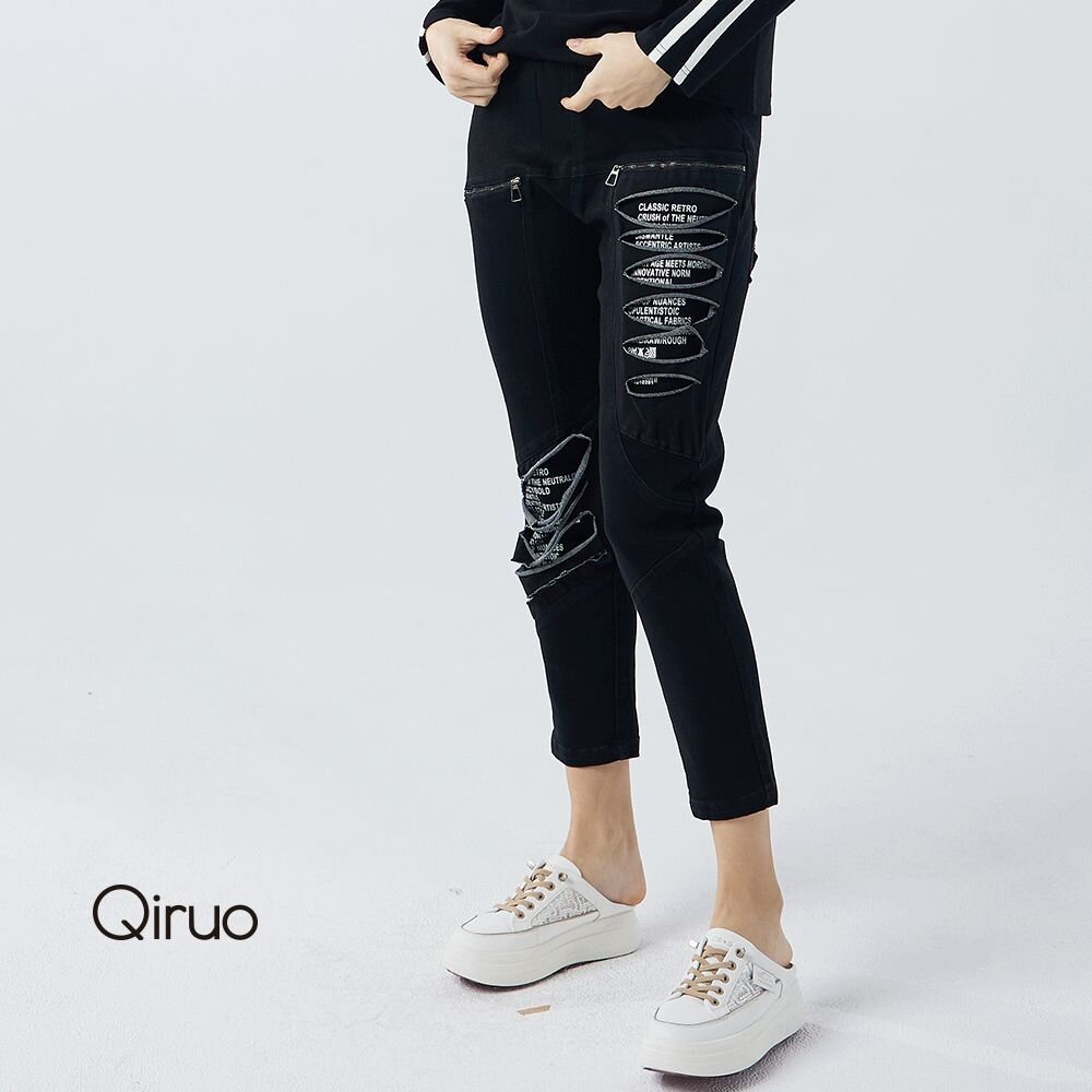 秋冬專櫃黑色緊身褲2111C 造型九分褲 封面照片