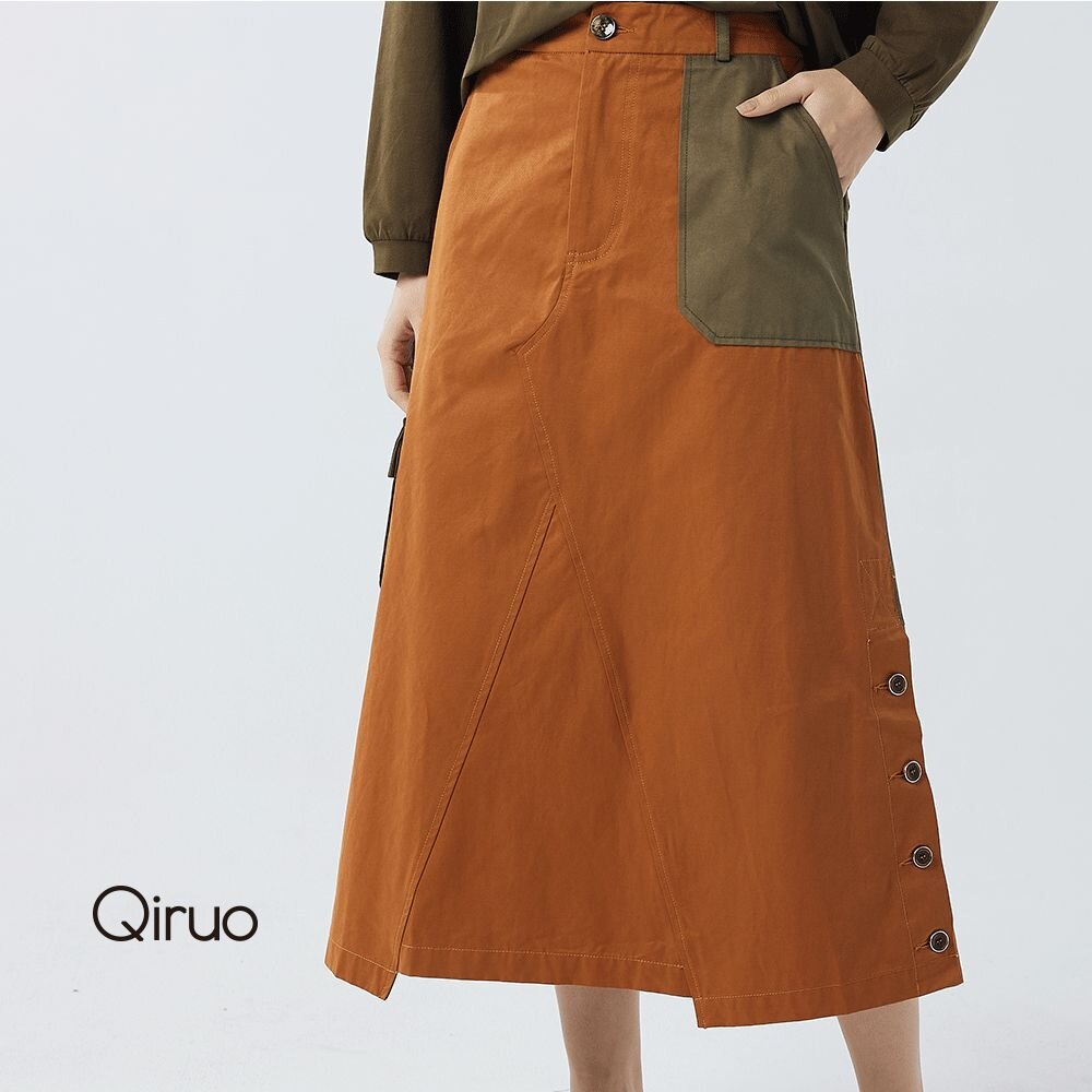 22362117B80-秋冬專櫃雙色造型中長裙2117B  時尚好穿