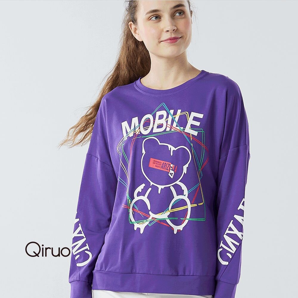 秋冬常長袖專櫃紫色棉上衣3083A彩繪風格 封面照片