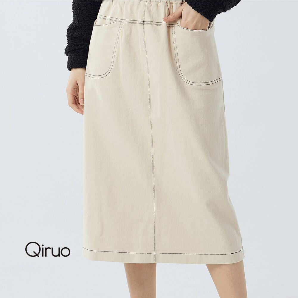 秋冬專櫃米色造型中長裙3216B  時尚好穿 封面照片