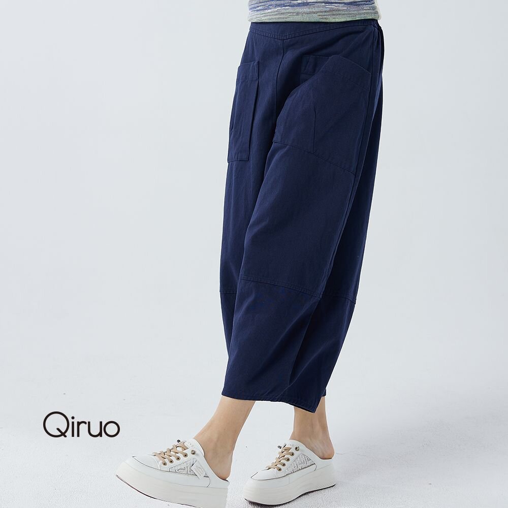 22363225C50-春秋專櫃精休閒褲3225C 深藍寬褲設計