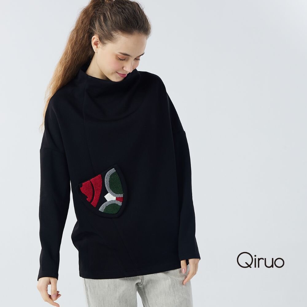 秋冬專櫃黑色上衣0320A小口袋時尚設計 封面照片