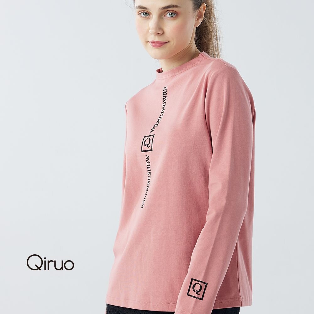 秋冬專櫃粉紅色長袖上衣0416A 立領英文設計 封面照片