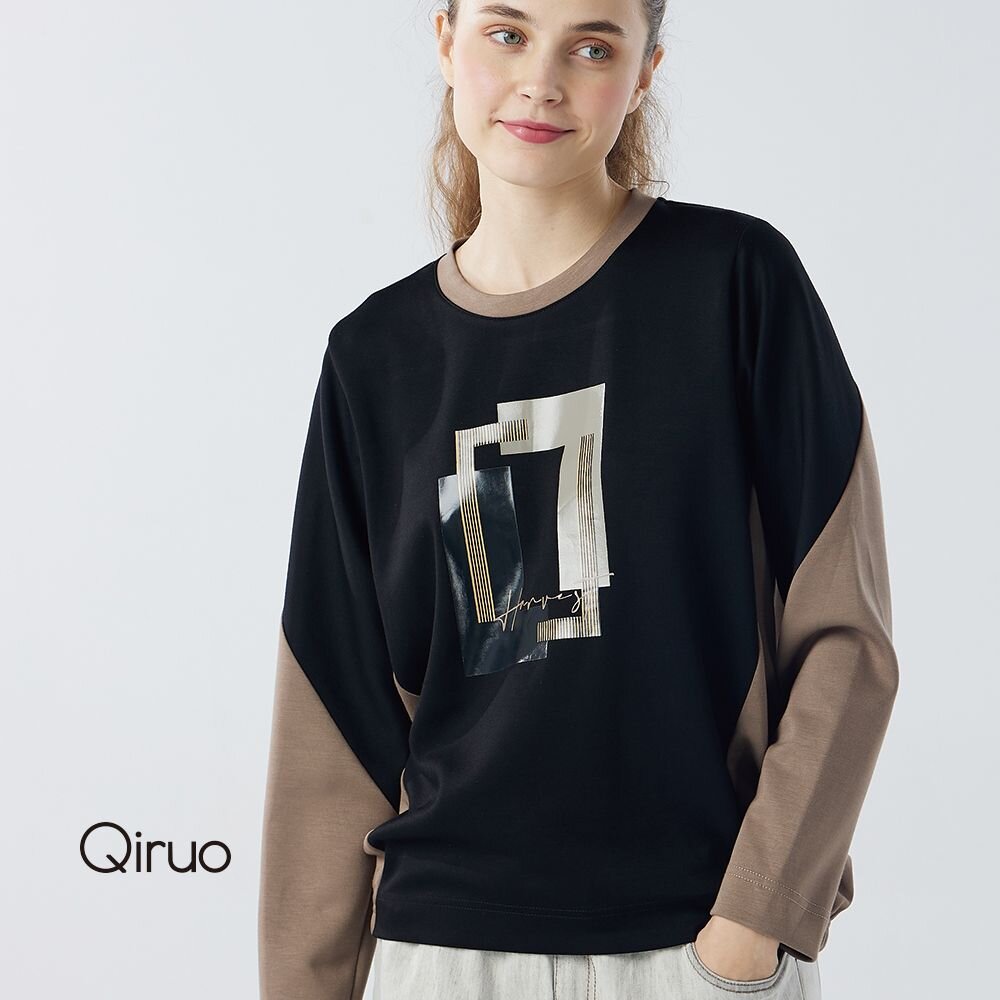 秋冬專櫃黑咖長袖上衣6017A 彩繪紋路設計 封面照片