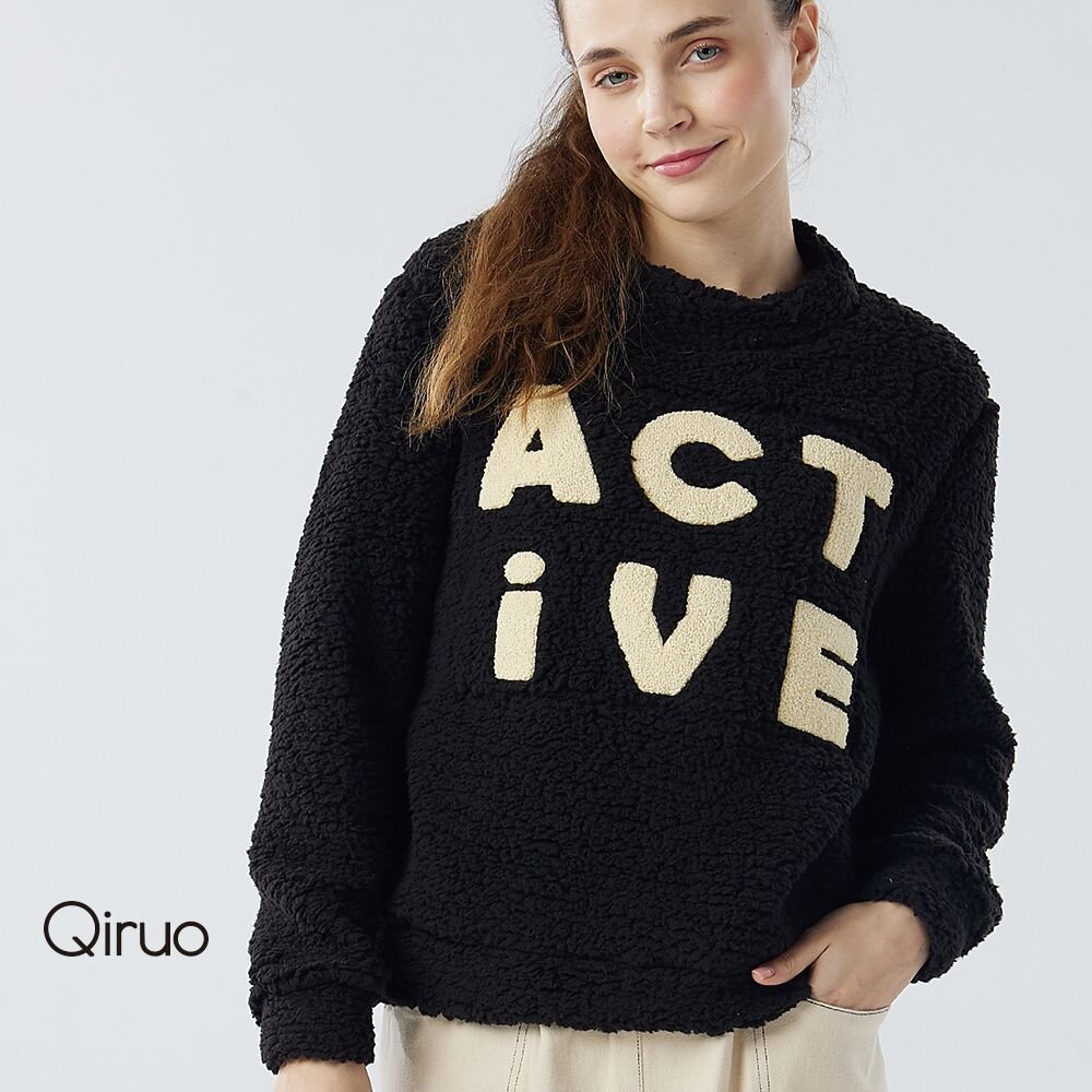 秋冬專櫃黑色長袖英文上衣6213A 毛茸茸 封面照片