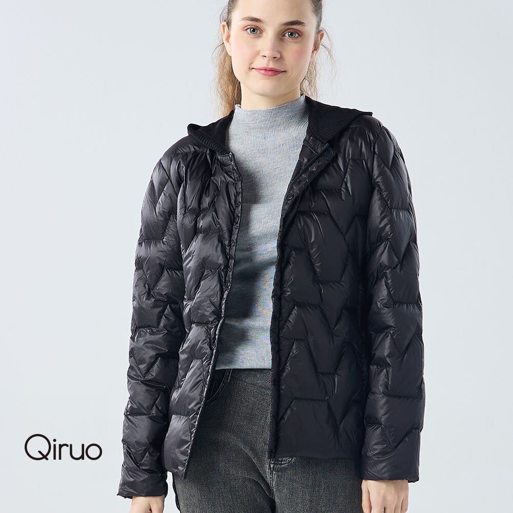 保暖羽絨連帽外套0040E-02 黑色-拉鍊式 封面照片