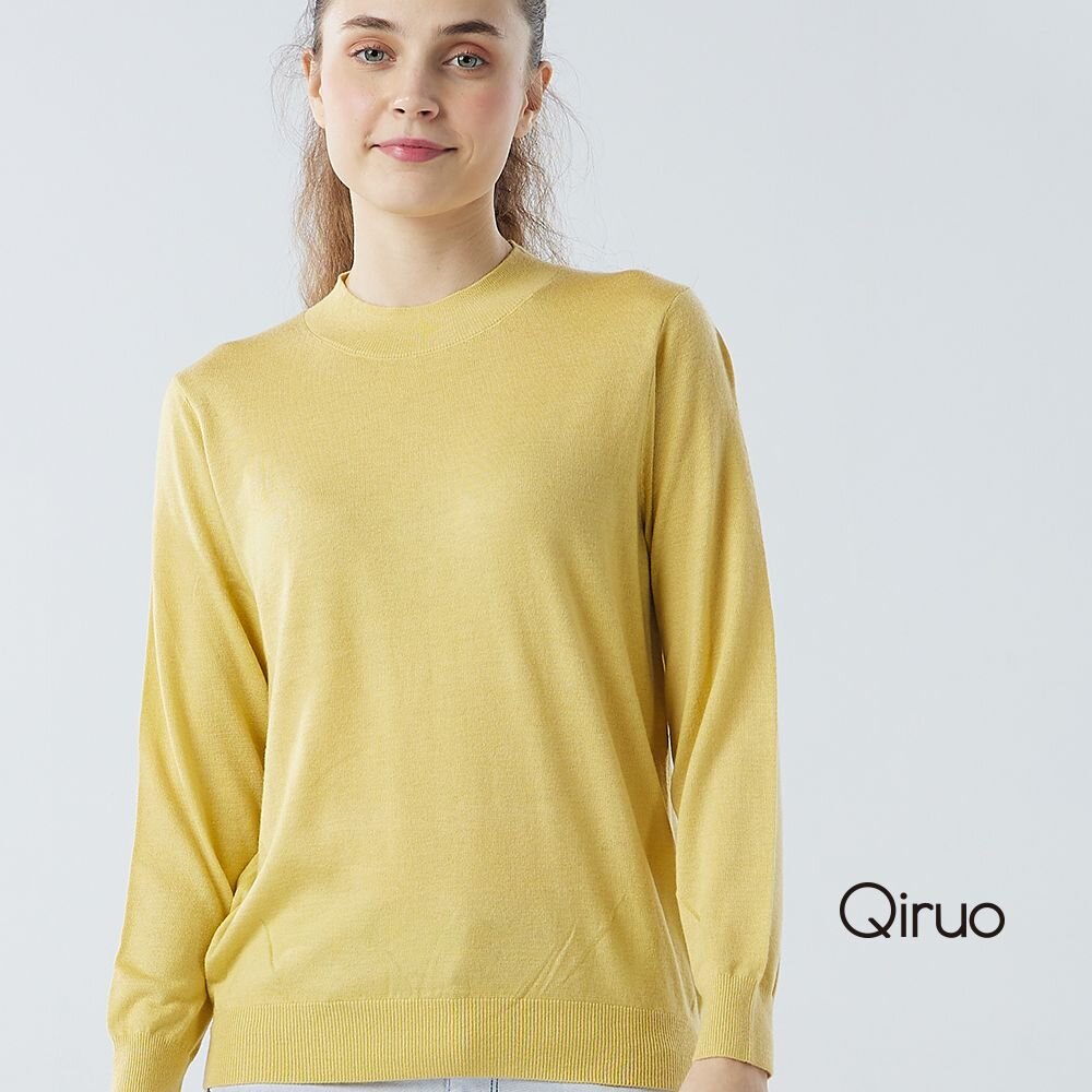 秋冬專櫃針織長袖上衣0181A-30黃色小立領百搭 封面照片