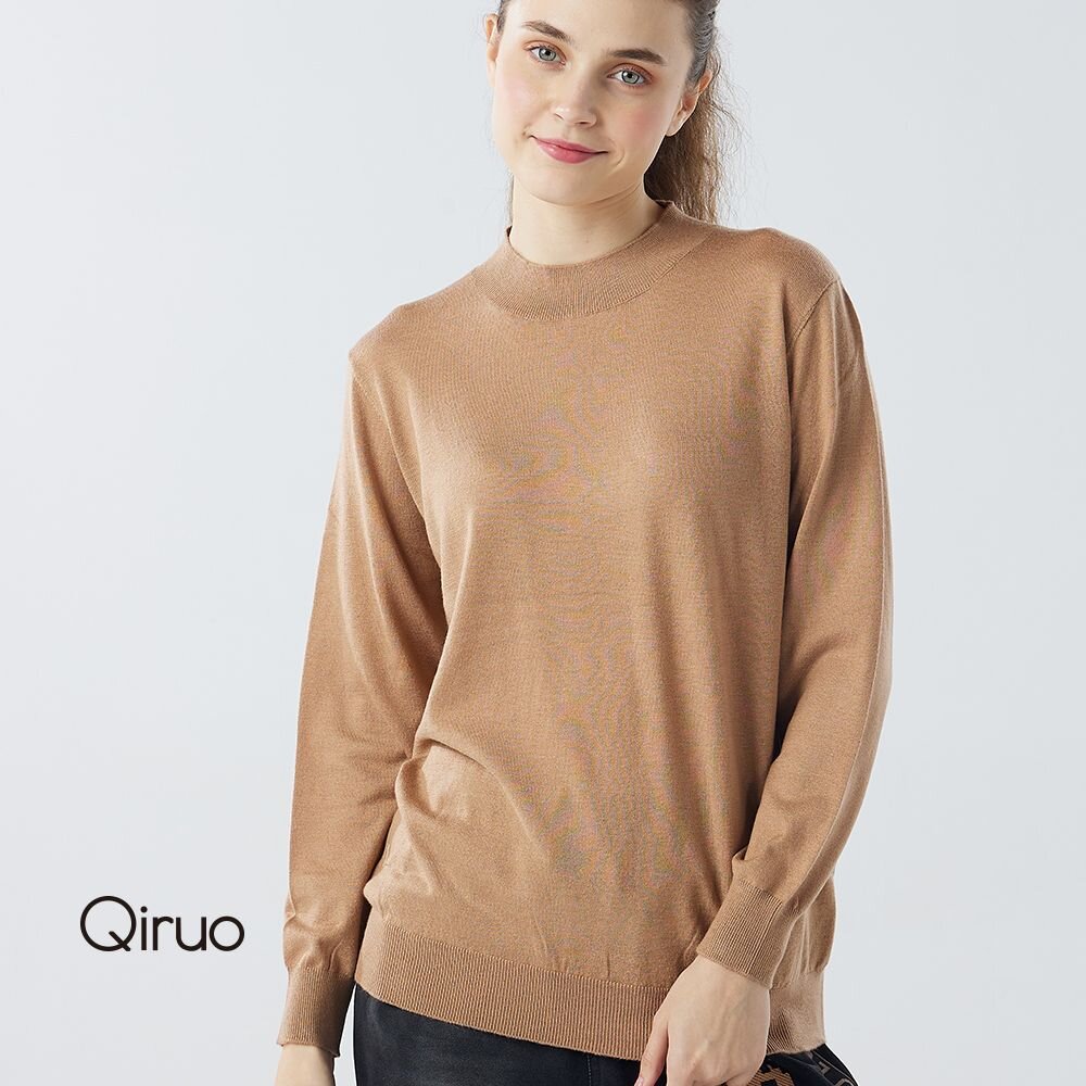 秋冬專櫃針織長袖上衣0181A-80咖啡色小立領百搭 封面照片