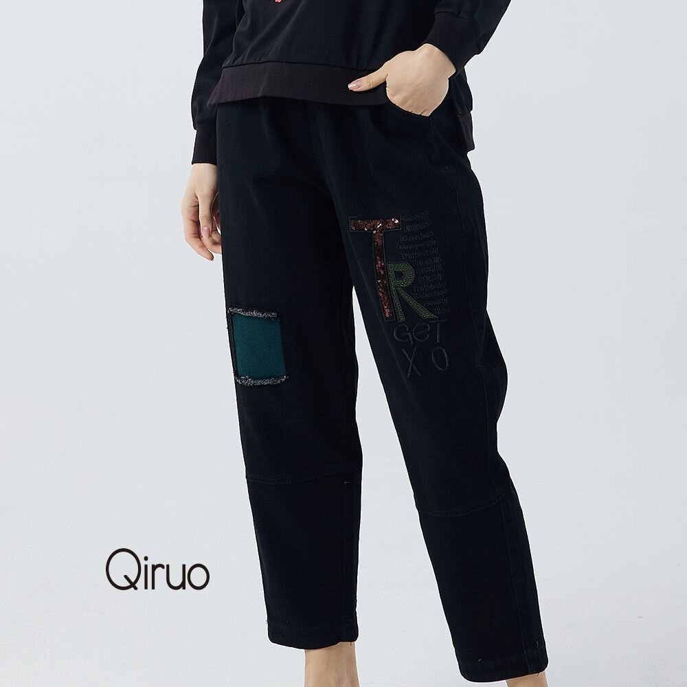 秋冬專櫃黑色牛仔褲0202C 造型九分褲 封面照片