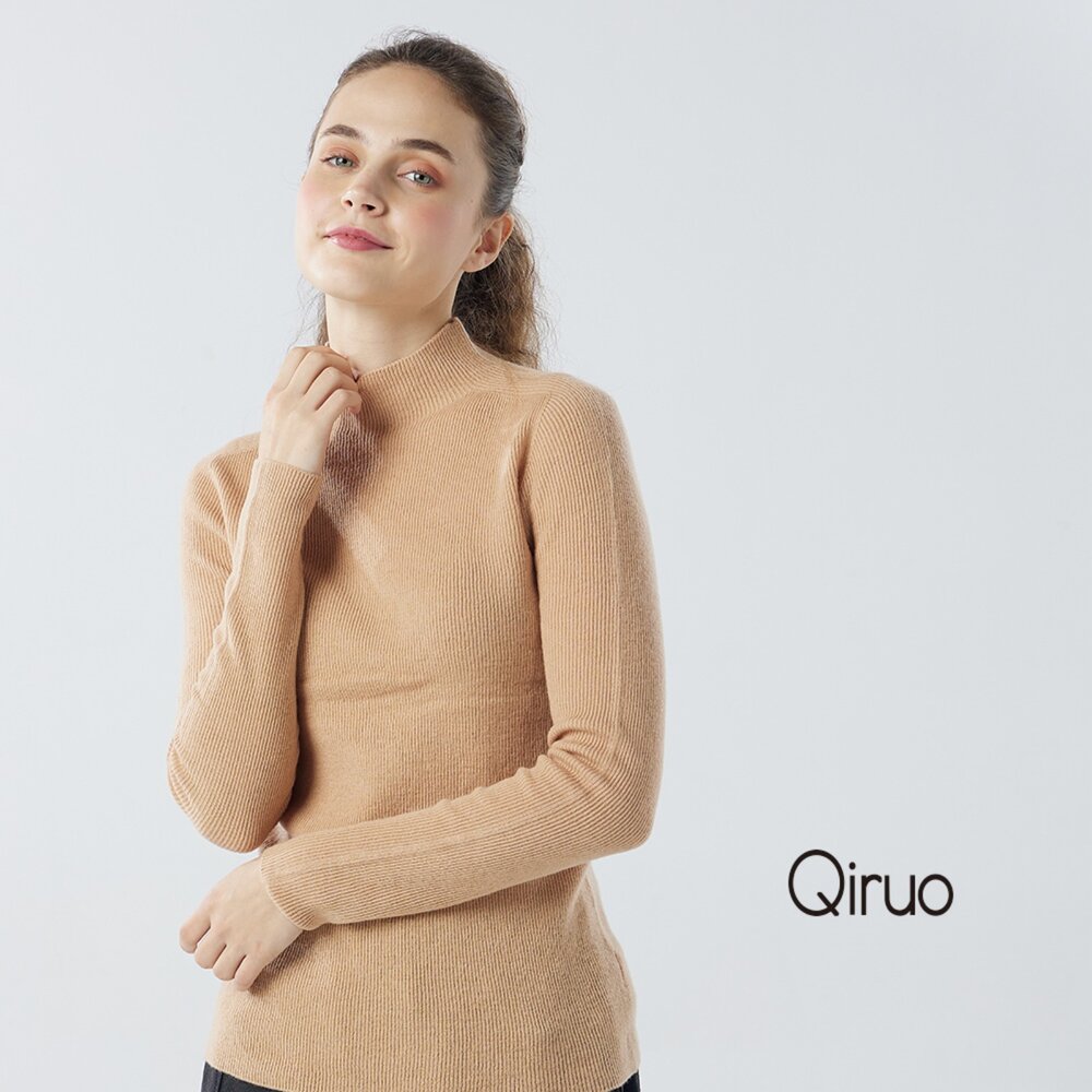 22890701A45-秋冬專櫃針織長袖上衣0701A-45卡色立領百搭