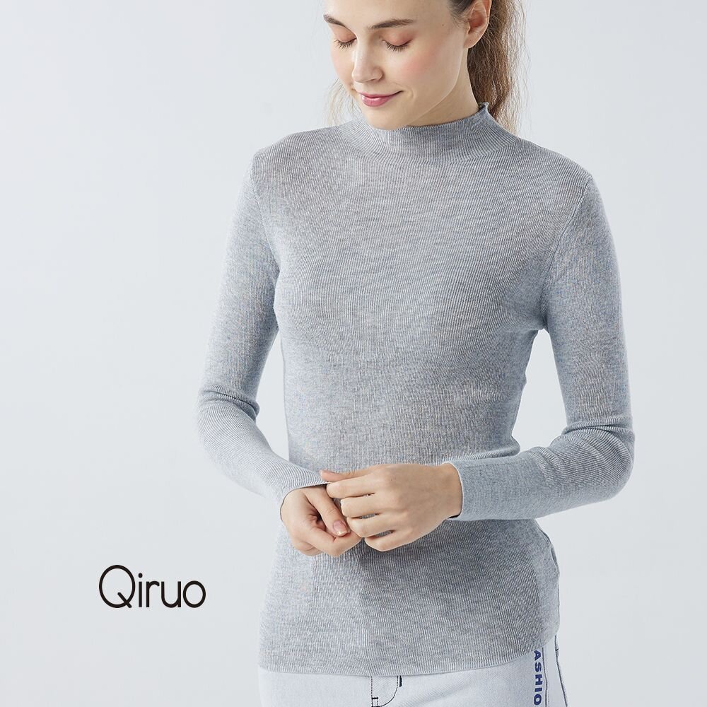 秋冬專櫃針織長袖上衣1130A-20灰色小立領百搭 封面照片