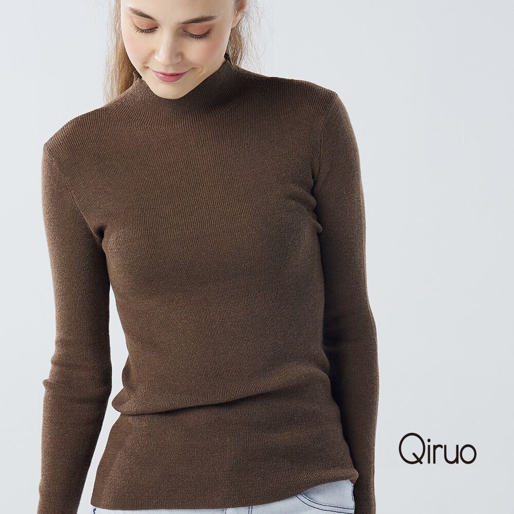 22891130A80-秋冬專櫃針織長袖上衣1130A-80咖啡色小立領百搭
