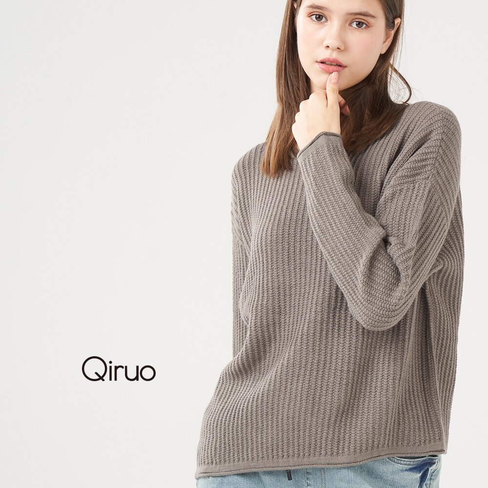 22892008AA20-專櫃灰卡色小羊毛上衣 精品時尚保暖(下擺斜式造型-共三色-2008AA-20)