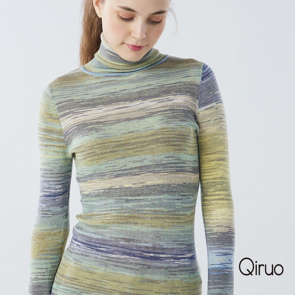 秋冬專櫃針織長袖上衣2300A-70綠色折領百搭 封面照片