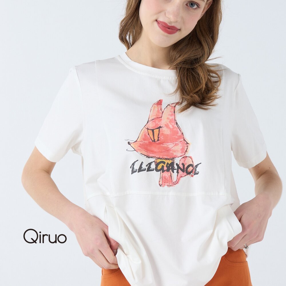 專櫃精品白色可愛狐狸短袖上衣0102A  棉質女裝 封面照片