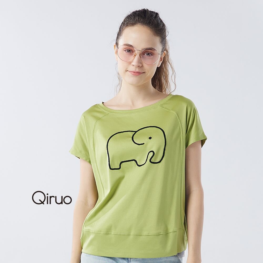 春夏專櫃精品上衣1223A 綠色大象圖案 封面照片