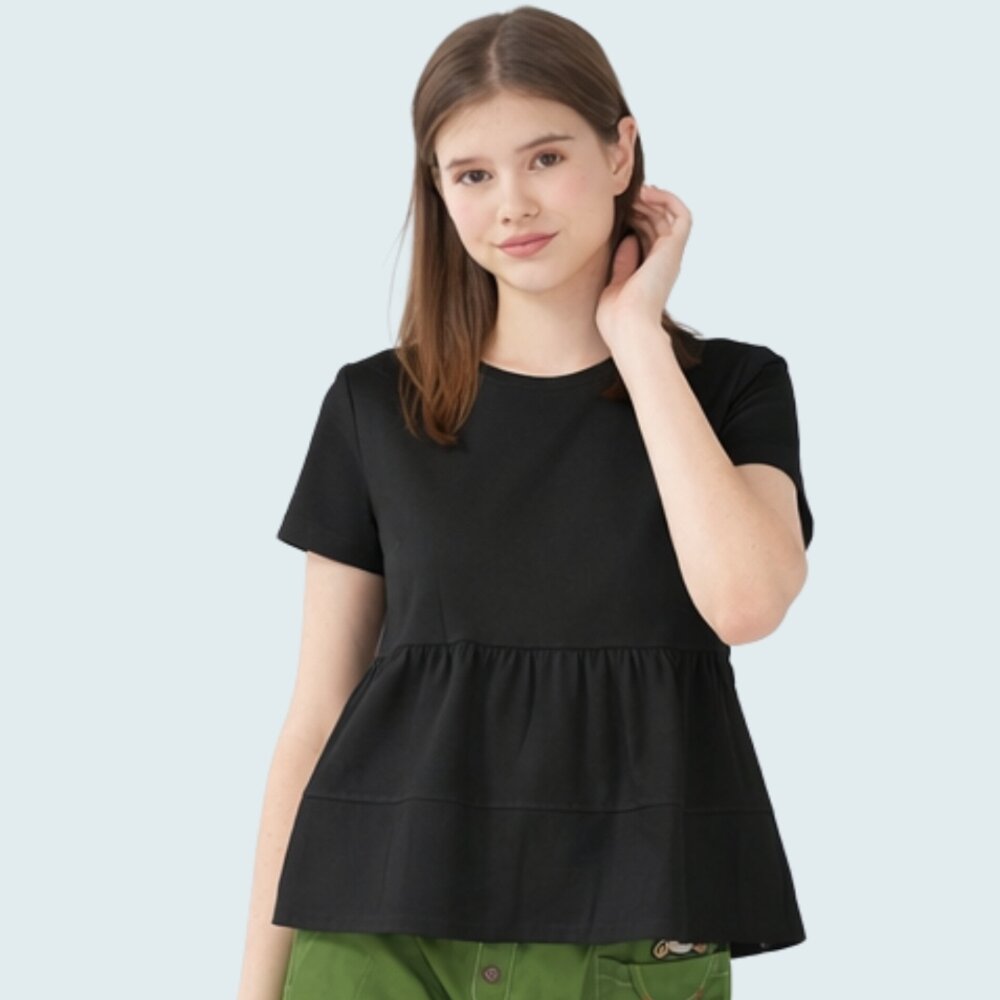 32362015A02-春夏專櫃黑色小傘狀上衣2015A-02 女裝百搭款