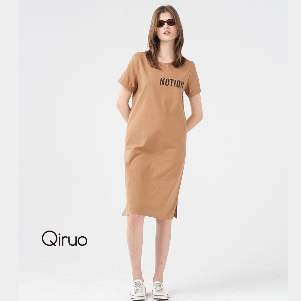 春夏專櫃咖啡色洋裝3019F 側開岔休閒款 封面照片