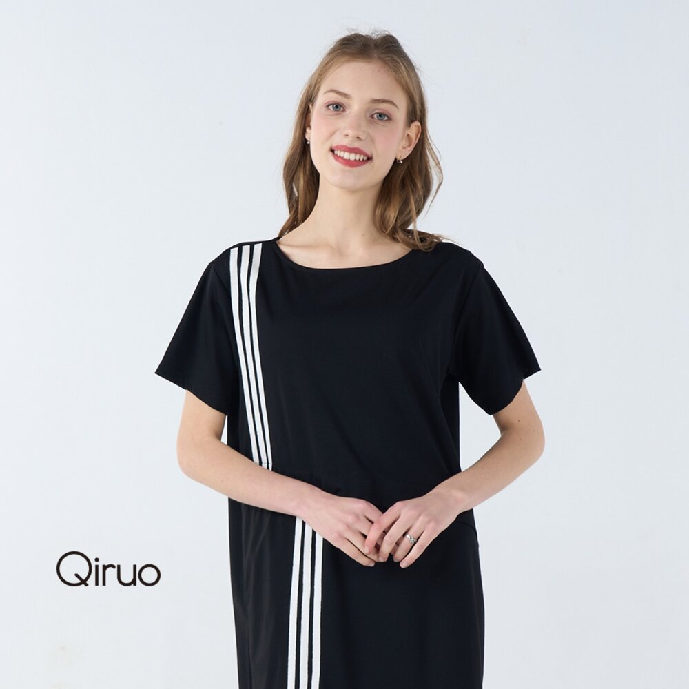 春夏專櫃黑色時尚洋裝3059F 右側條紋款 封面照片