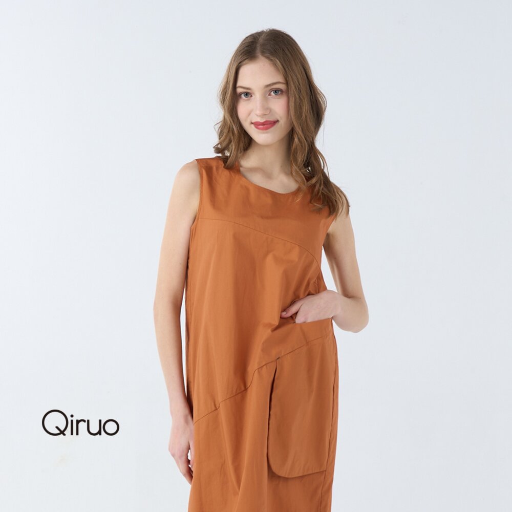 32363201F90-春夏專櫃橘色時尚削肩洋裝3201F 膝上小A洋裝